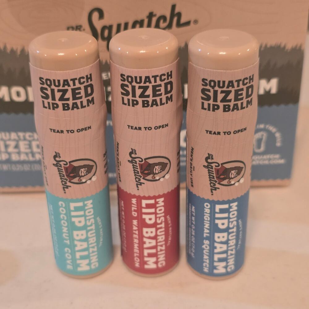 Dr. Squatch Moisturizing Lip Balm Variety 3 Pack 0.25oz Each‎ Original Coconut